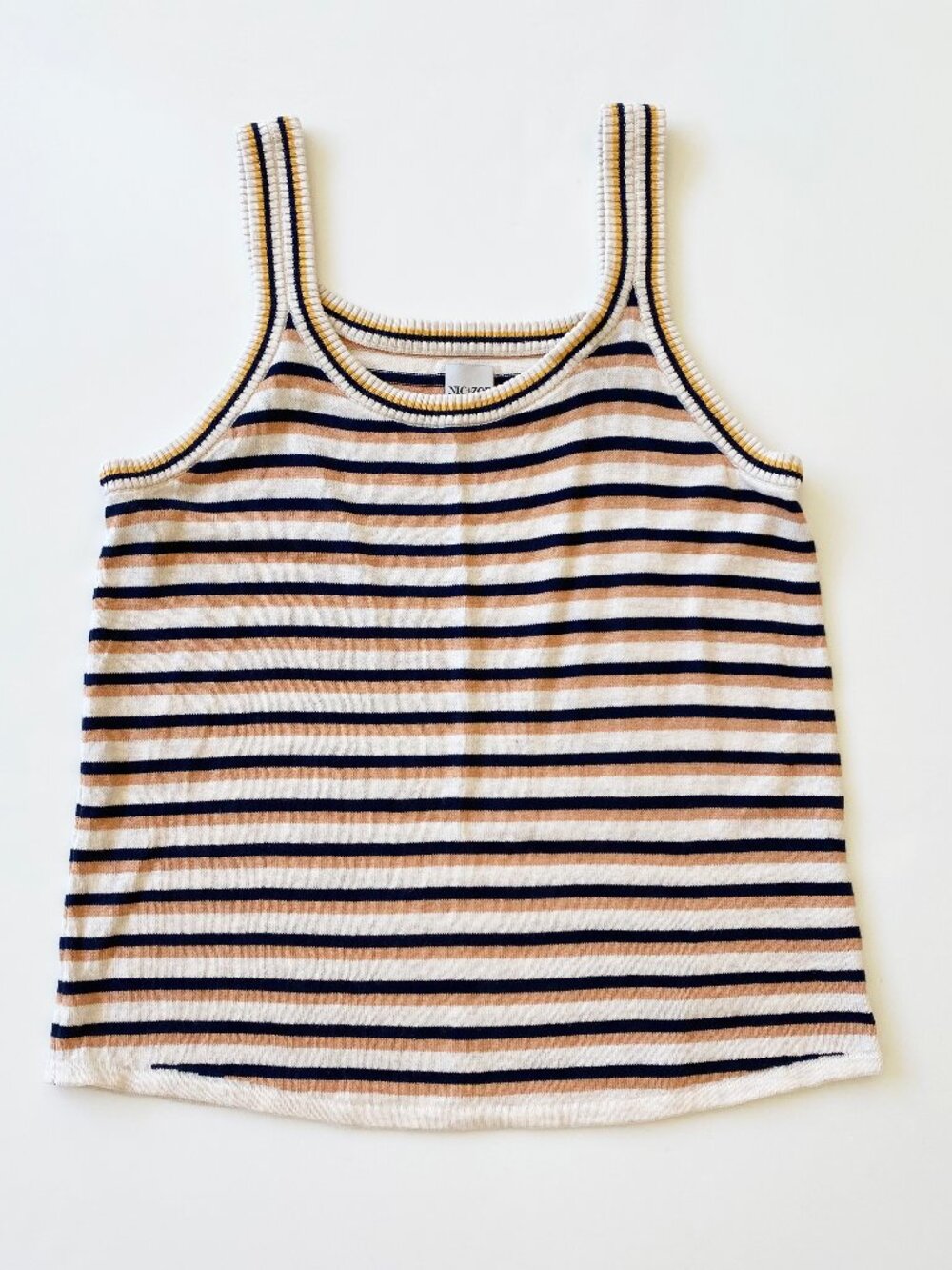 NIC+ZOE Striped Vital Knit Tank Top Cami Cream Navy Tan Size M